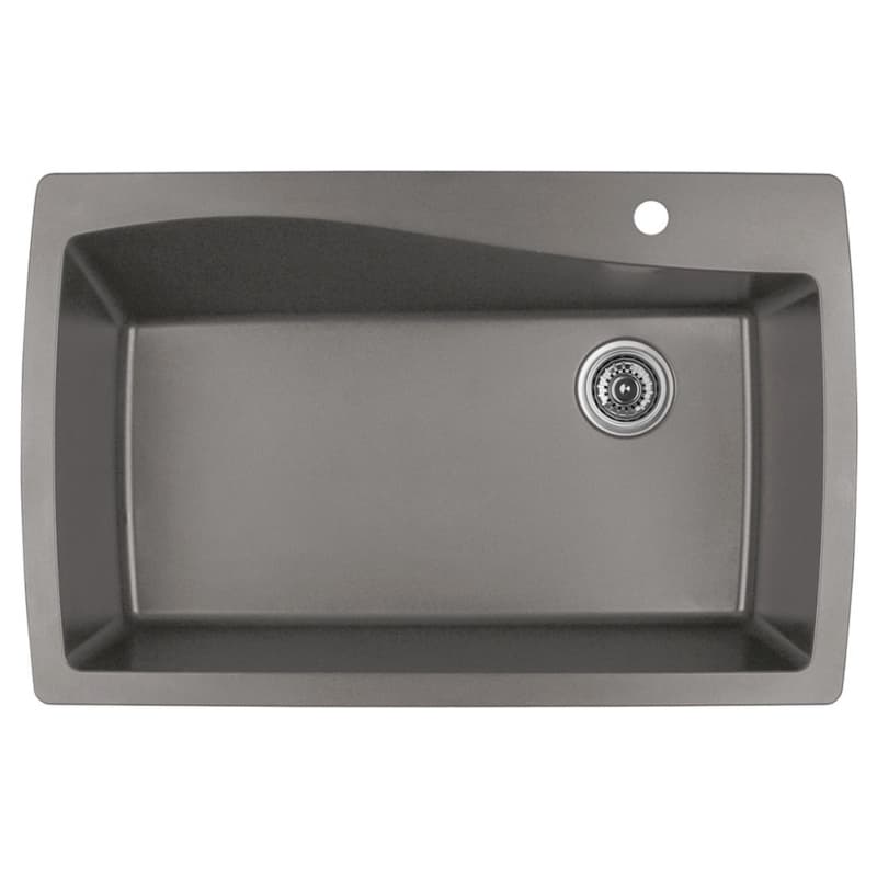 QT-722 Quartz Under Mount Extra Large Single Bowl Kitchen Sink, 34" x 22" x 9", Concrete