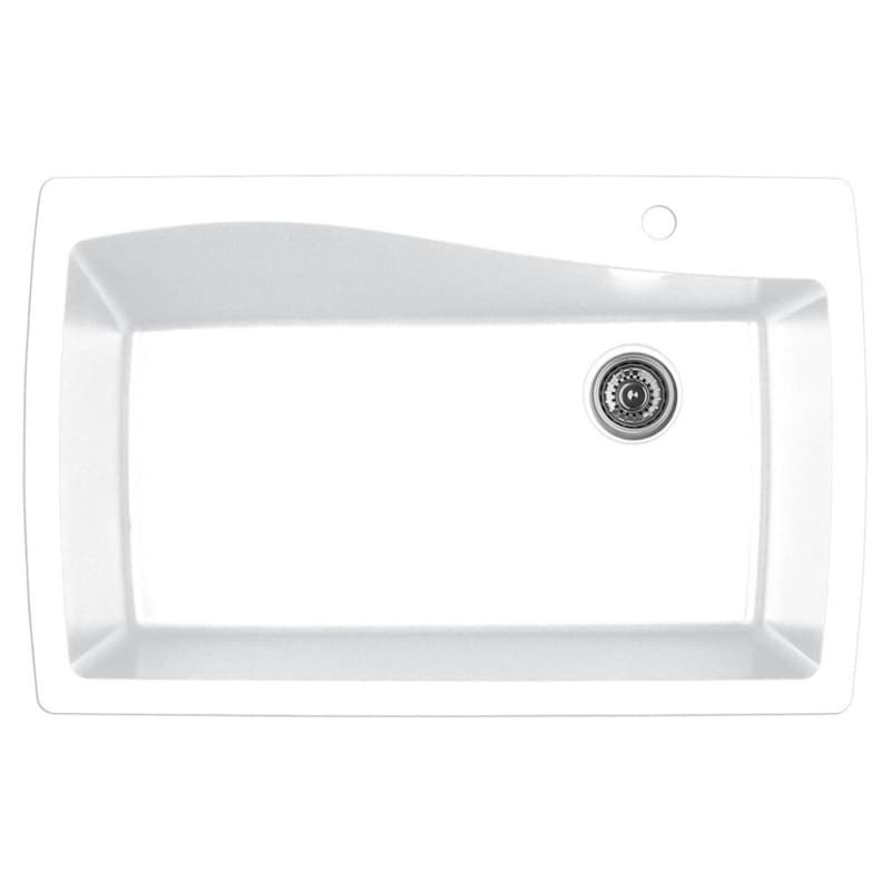 QT-722 Quartz Under Mount Extra Large Single Bowl Kitchen Sink, 34" x 22" x 9", White