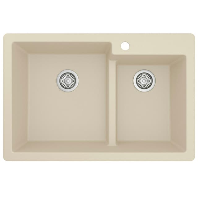 Karran QT-811 Quartz Series Double Top Mount Large Small Bowl Sink