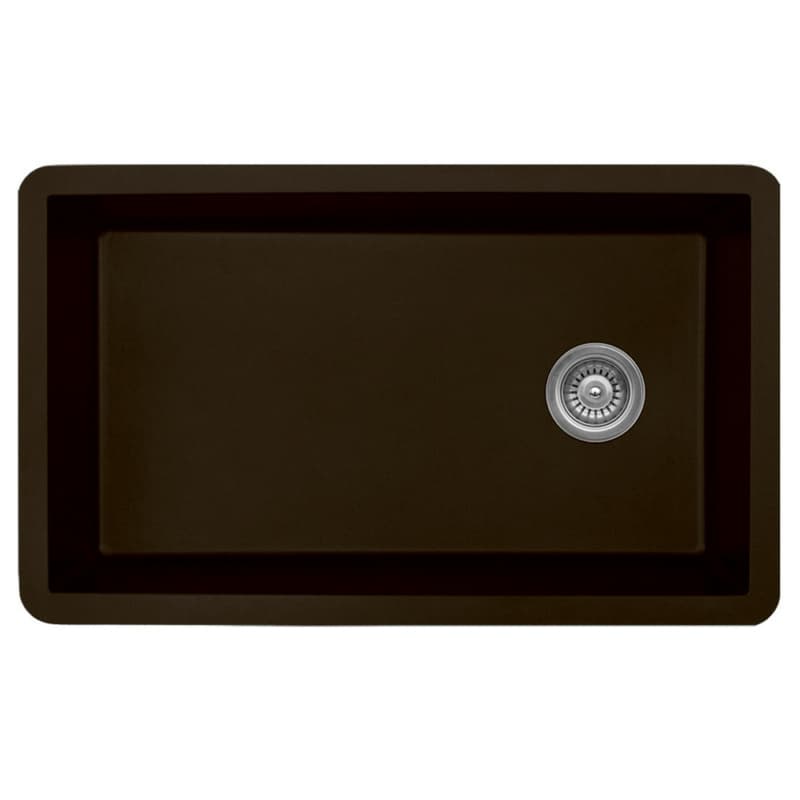 QU-670 Quartz Under Mount Extra Large Single Bowl Kitchen Sink, 31-5/8" x 19-1/8" x 9", Brown