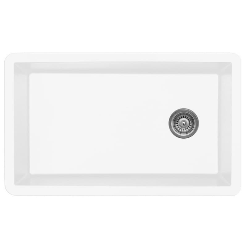 QU-670 Quartz Under Mount Extra Large Single Bowl Kitchen Sink, 31-5/8" x 19-1/8" x 9", White