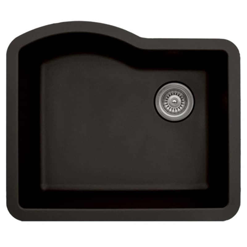 QU-671 Quartz Under Mount Single Bowl Kitchen Sink, 24" x 21" x 9", Brown