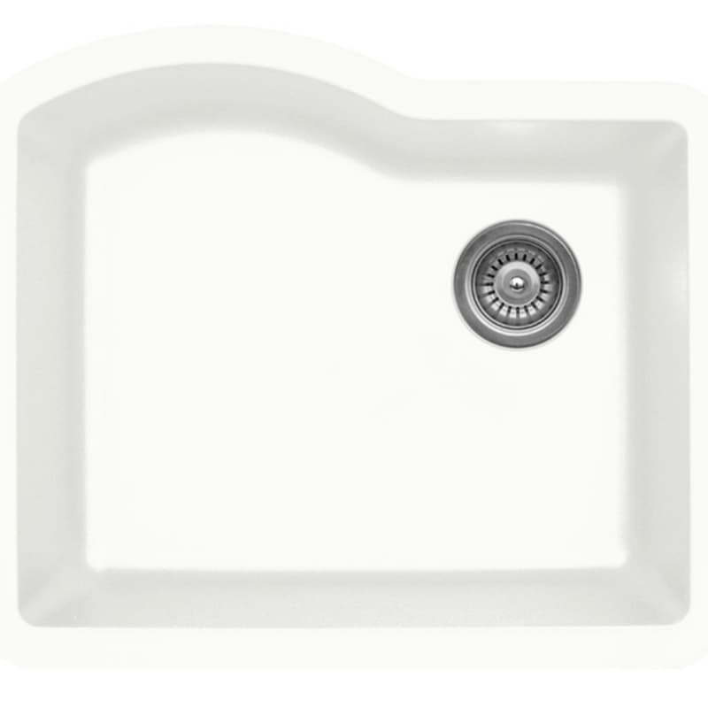 QU-671 Quartz Under Mount Single Bowl Kitchen Sink, 24" x 21" x 9", White