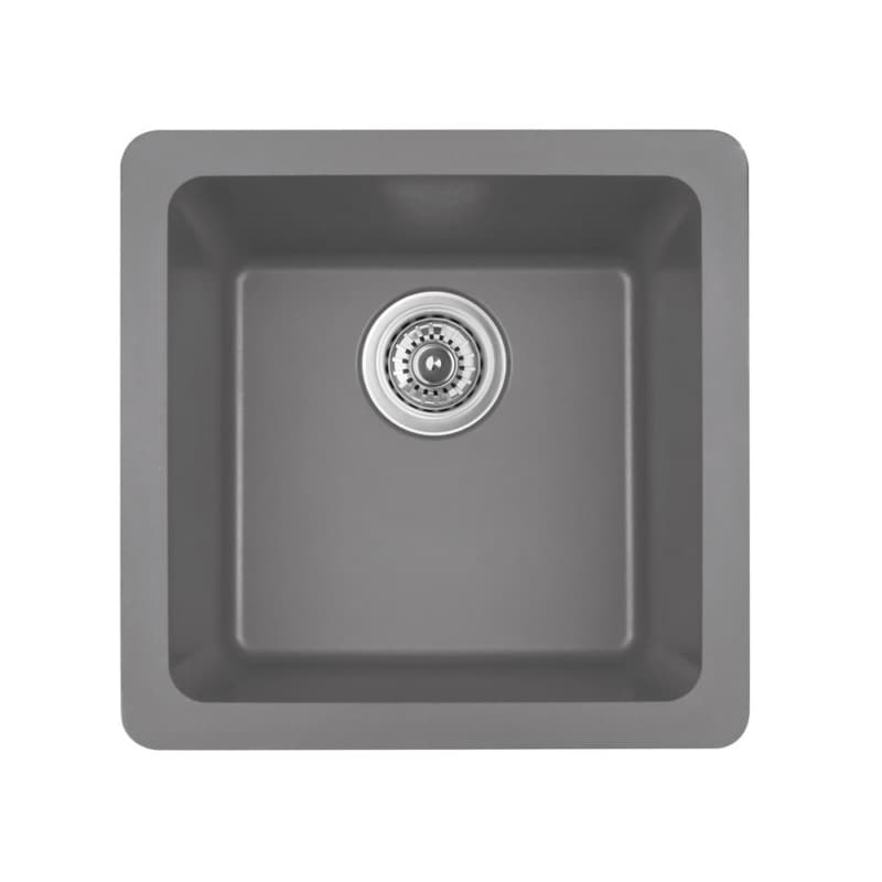 QAR-690 Quartz Undermount Single Bowl Bar/Prep Sink, 16-5/8" x 16-5/8" x 8-1/4", Gray