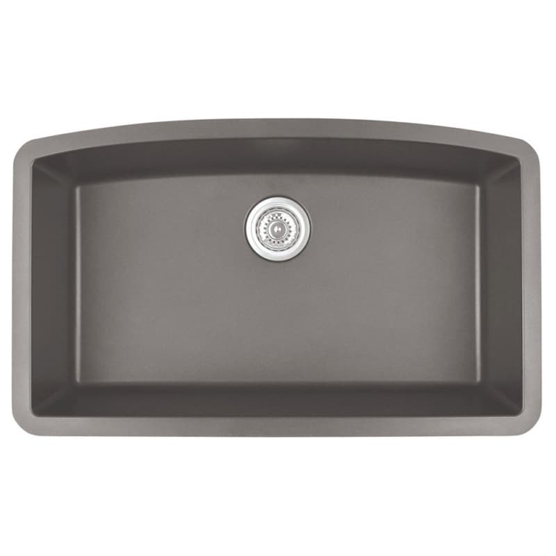 Karran QU-712 32" Undermount Sink in Concrete | 80% Quartz, Heat-safe to 535°F | 25-Yr Warranty