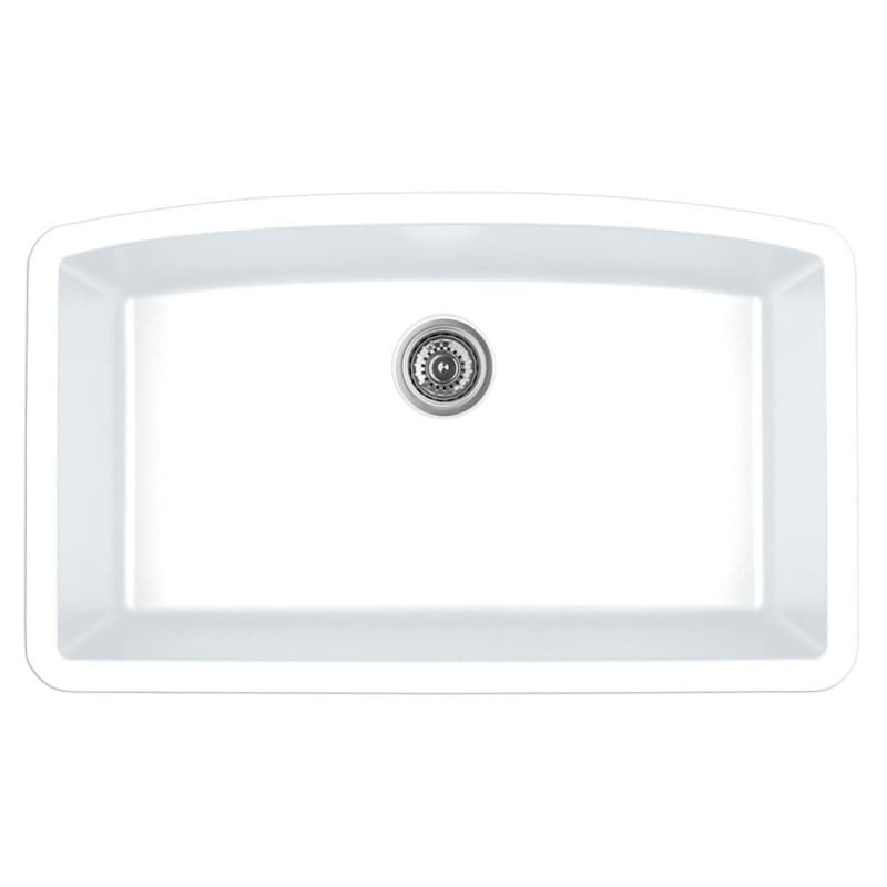 Karran QU-712-GR 32" White Quartz Undermount Sink | UV-Stabilized, 3.5" Drain | Heat-safe to 535°F | 25-Yr Warranty, Free Grid/Strainer