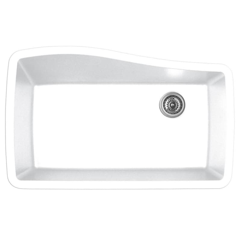 QU-722 Quartz Under Mount Extra Large Single Bowl Kitchen Sink, 33-1/2" x 21" x 9", White