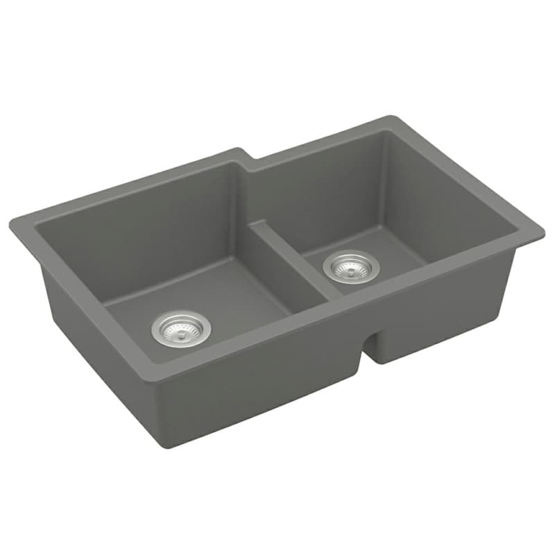 Karran QU-811-GR Granite Composite Undermount Sink in Gray | 60/40 Double Bowl | Professional Grade
