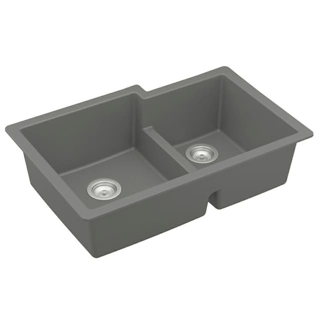 Karran QU-811-GR Granite Composite Undermount Sink in Gray | 60/40 Double Bowl | Professional Grade