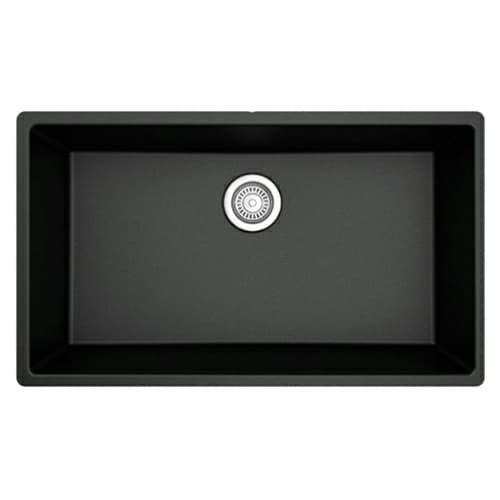 QU-812 Quartz Undermount Large Single Bowl Kitchen Sink, 32-1/4" x 19-1/4" x 9", Black