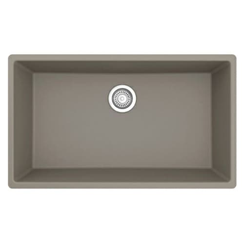QU-812 Quartz Undermount Large Single Bowl Kitchen Sink, 32-1/4" x 19-1/4" x 9", Concrete