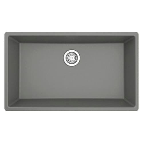 QU-812 Quartz Undermount Large Single Bowl Kitchen Sink, 32-1/4" x 19-1/4" x 9", Gray
