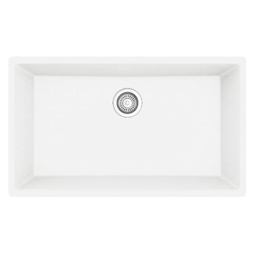 QU-812 Quartz Undermount Large Single Bowl Kitchen Sink, 32-1/4" x 19-1/4" x 9", White