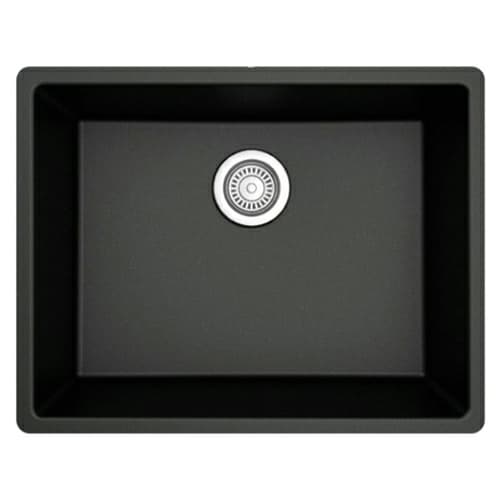 QU-820 Quartz Undermount Single Bowl Kitchen Sink, 24-3/8" x 19-1/8" x 9", Black