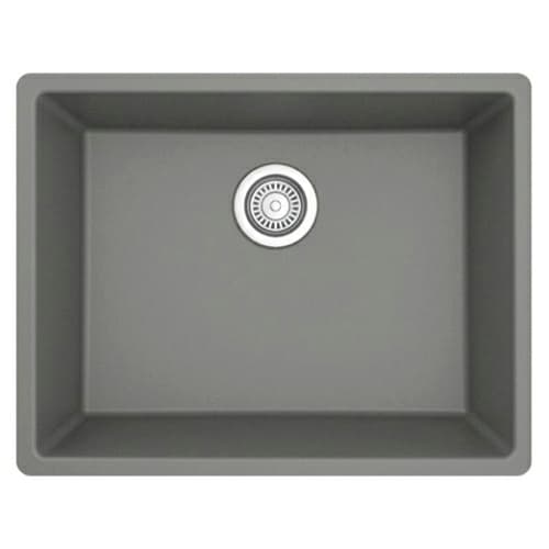QU-820 Quartz Undermount Single Bowl Kitchen Sink, 24-3/8" x 19-1/8" x 9", Gray
