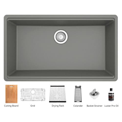Karran QUWS-875 Quartz Series Undermount Single Bowl Large Workstation Kitchen Sink