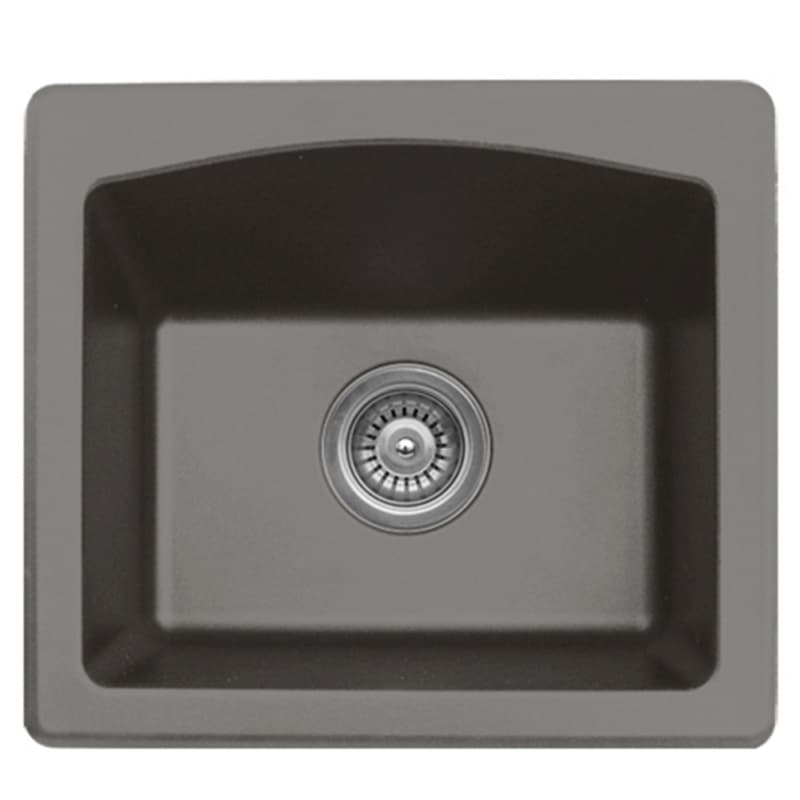 QX-680 Quartz Top Mount Single Bowl Bar/Prep Sink, 18" x 16" x 7-1/2", Concrete