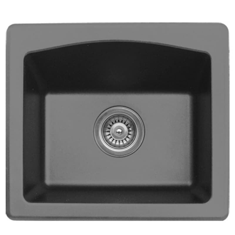 QX-680 Quartz Top Mount Single Bowl Bar/Prep Sink, 18" x 16" x 7-1/2", Gray