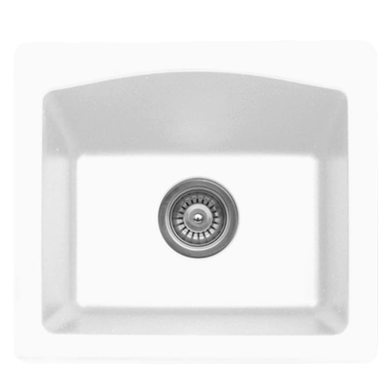 QX-680 Quartz Top Mount Single Bowl Bar/Prep Sink, 18" x 16" x 7-1/2", White