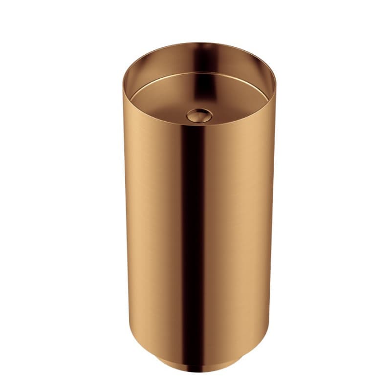 Cinox CCP100 Stainless Steel Free-Standing Round Pedestal Sink, 15" x 15" x 32-5/8", Brushed Copper