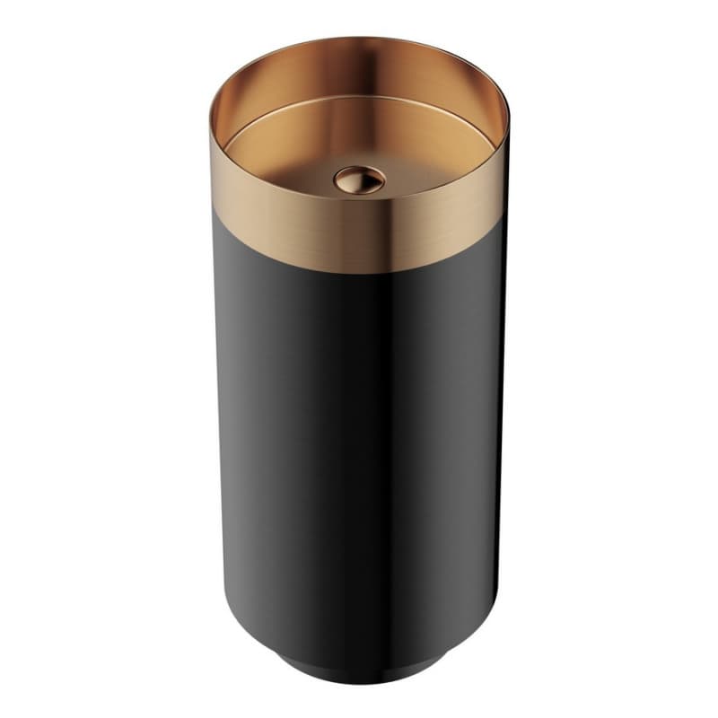 Cinox CCP200 Stainless Steel Free-Standing Round Pedestal Sink, 15" x 15" x 32-5/8", Brushed Copper/Gunmetal Gray