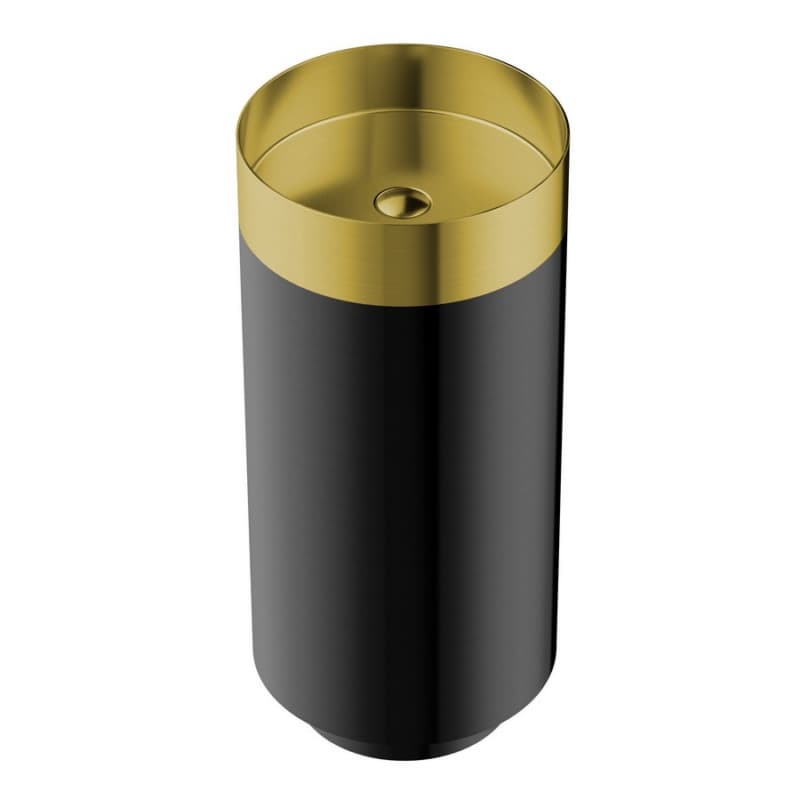 Cinox CCP200 Stainless Steel Free-Standing Round Pedestal Sink, 15" x 15" x 32-5/8", Gold/Gunmetal Gray