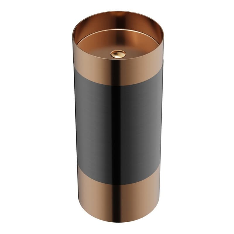 Cinox CCP300 Stainless Steel Free-Standing Round Pedestal Sink, 15" x 15" x 32-5/8", Brushed Copper/Gunmetal Gray