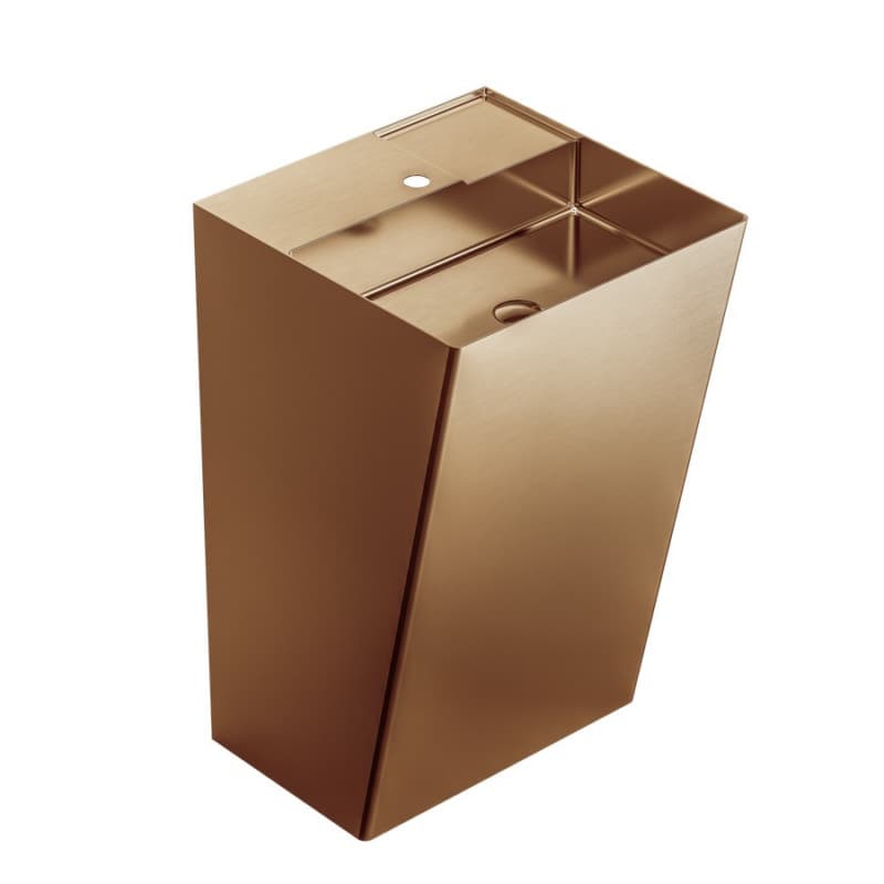 Cinox CCP500 Stainless Steel Free-Standing Rectangular Pedestal Sink, 19-5/8" x 16-1/2" x 32-5/8", Brushed Copper