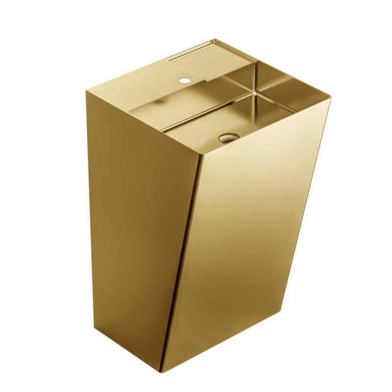 Cinox CCP500 Stainless Steel Free-Standing Rectangular Pedestal Sink, 19-5/8" x 16-1/2" x 32-5/8", Gold