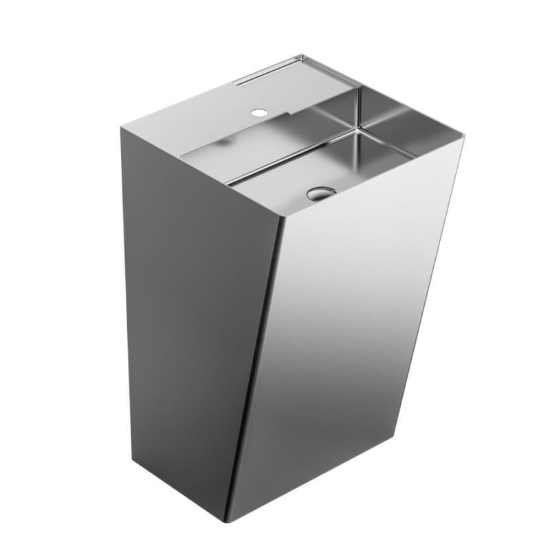 Cinox CCP500 Stainless Steel Free-Standing Rectangular Pedestal Sink, 19-5/8" x 16-1/2" x 32-5/8", Stainless Steel