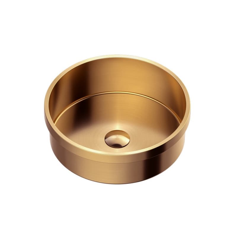 Cinox Stainless Steel Drop-In Round Bathroom Sink, 15" x 15" x 4-3/4", Brushed Copper