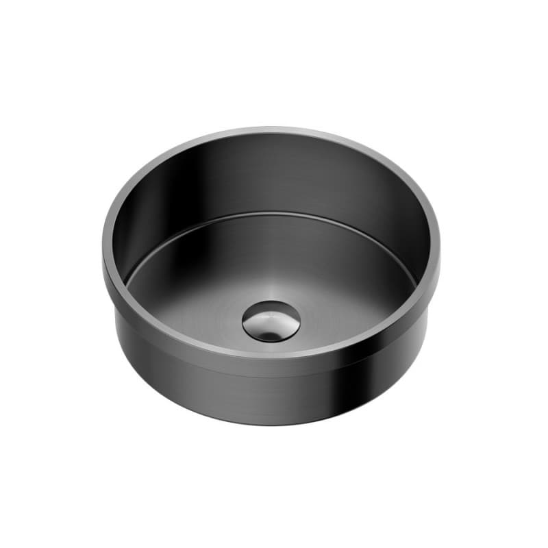 Cinox Stainless Steel Drop-In Round Bathroom Sink, 15" x 15" x 4-3/4", Gunmetal Gray