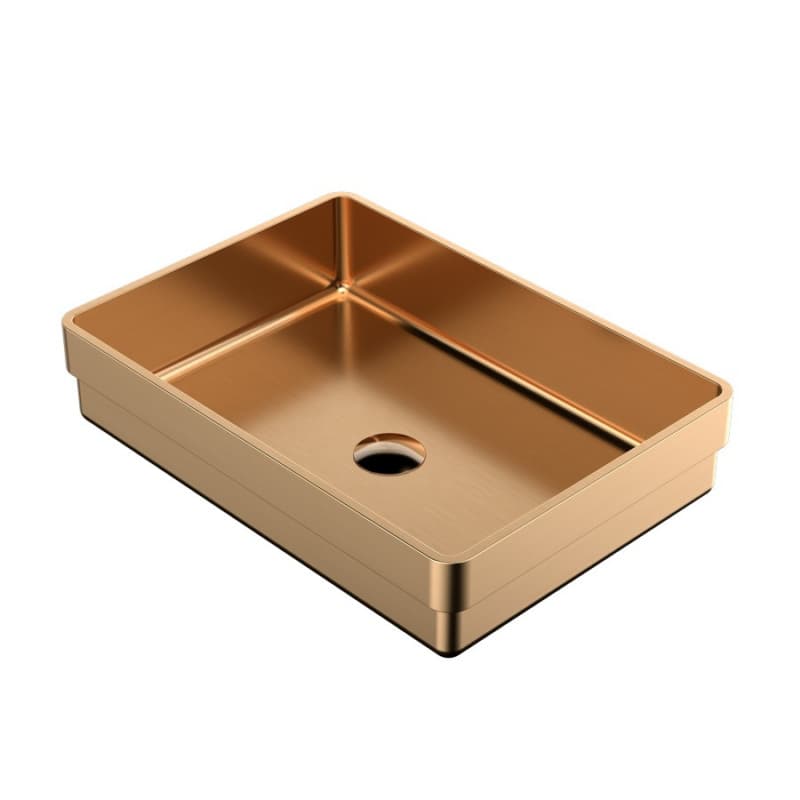 Cinox Stainless Steel Drop-In Rectangular Bathroom Sink, 20-1/16" x 14-1/8" x 4-3/4", Brushed Copper