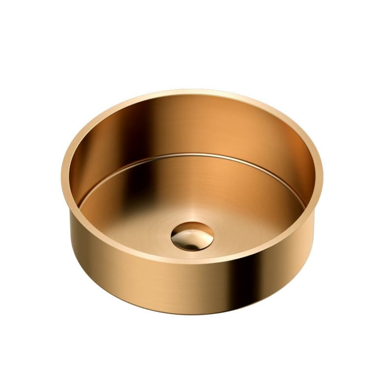Cinox Stainless Steel Undermount Round Bathroom Sink, 15-3/4" x 15-3/4" x 4-3/4", Brushed Copper