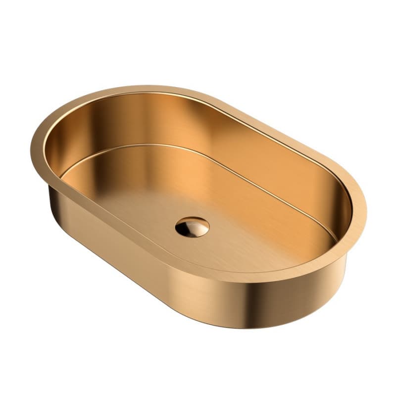 Cinox Stainless Steel Undermount Oval Bathroom Sink, 27-1/2" x 16-7/8" x 5-1/8", Brushed Copper