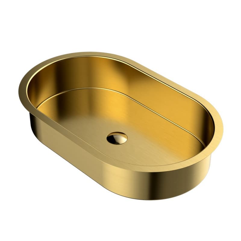 Cinox Stainless Steel Undermount Oval Bathroom Sink, 27-1/2" x 16-7/8" x 5-1/8", Gold