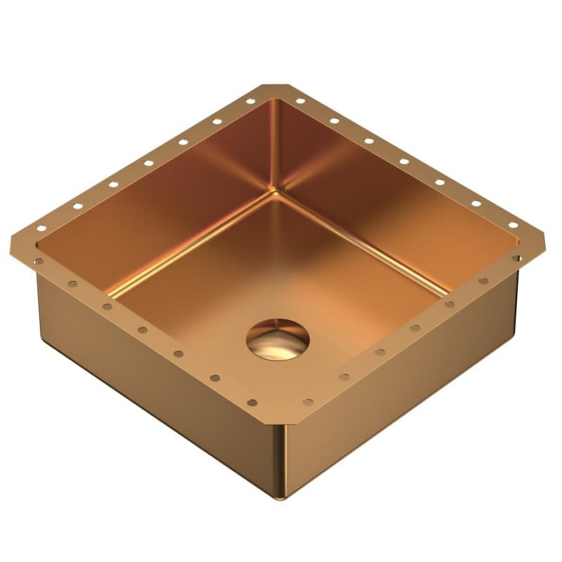 Cinox Stainless Steel Undermount Square Bathroom Sink, 15-3/4" x 15-3/4" x 5-7/16", Brushed Copper