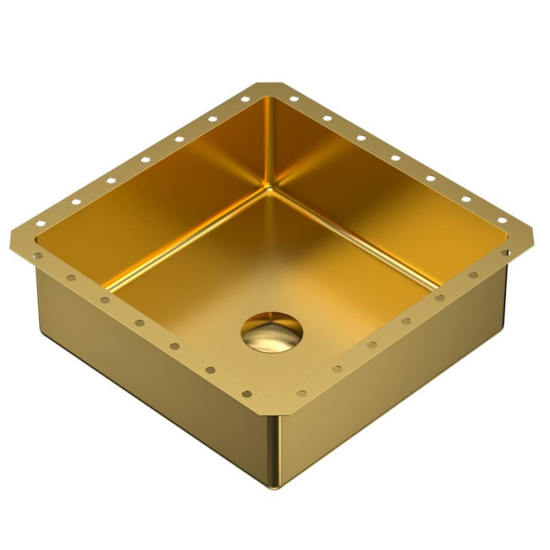 Cinox Stainless Steel Undermount Square Bathroom Sink, 15-3/4" x 15-3/4" x 5-7/16", Gold