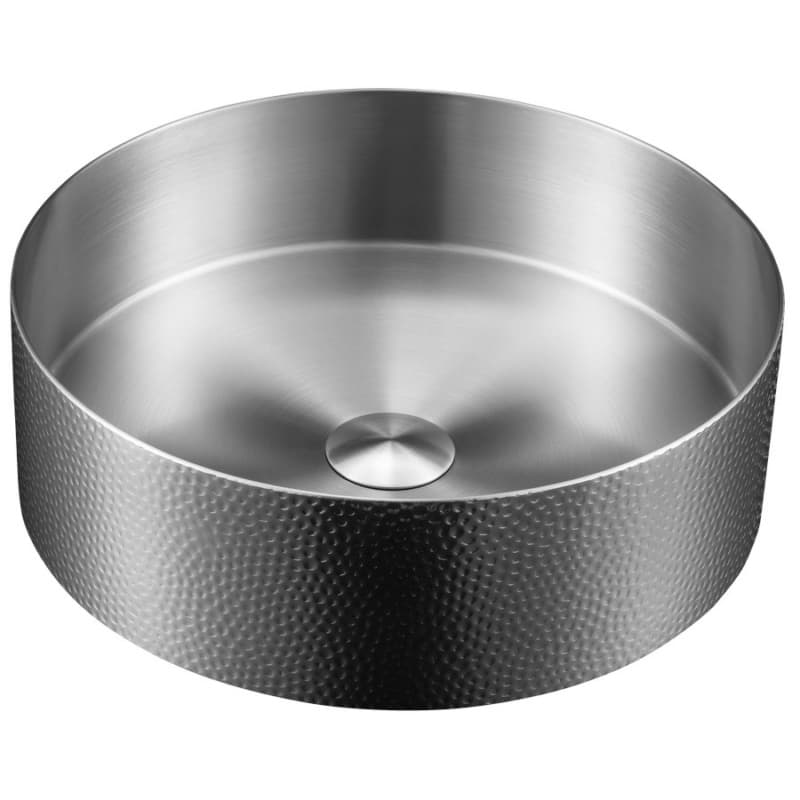 Cinox Stainless Steel Round Vessel Bathroom Sink, 15" x 15" x 4-3/8", Stainless Steel