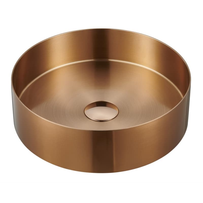 Cinox Stainless Steel Round Vessel Bathroom Sink, 14-1/8" x 14-1/8" x 4-3/8", Brushed Copper