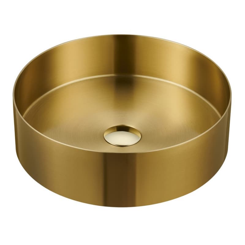 Cinox Stainless Steel Round Vessel Bathroom Sink, 14-1/8" x 14-1/8" x 4-3/8", Gold