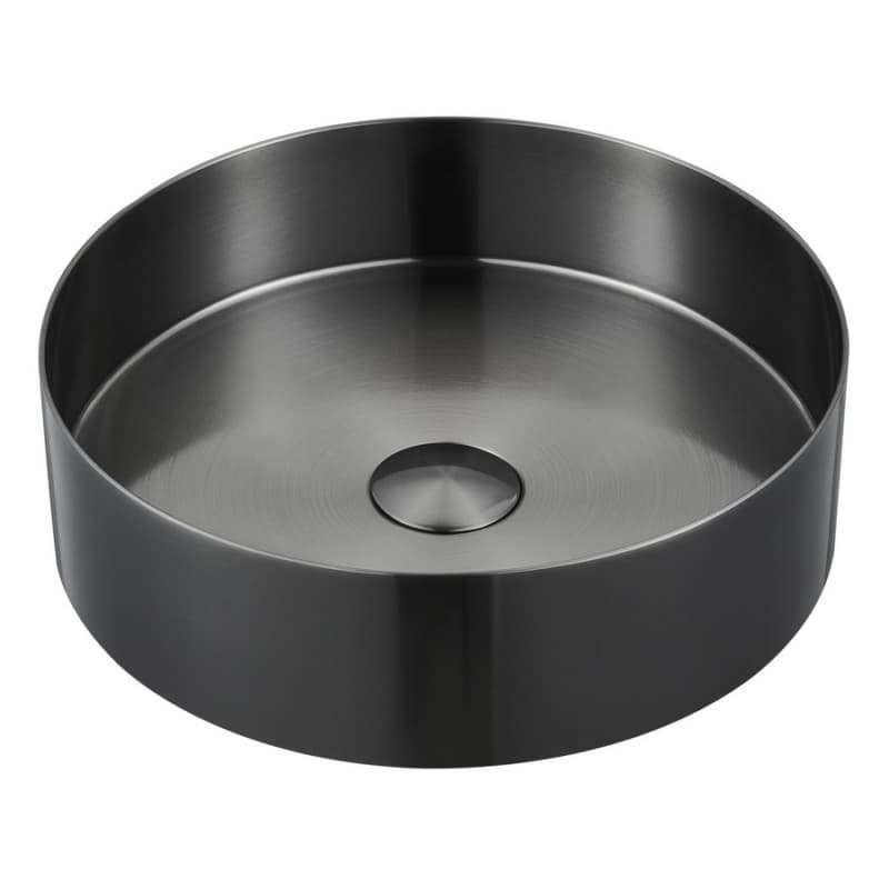 Cinox Stainless Steel Round Vessel Bathroom Sink, 14-1/8" x 14-1/8" x 4-3/8", Gunmetal Gray