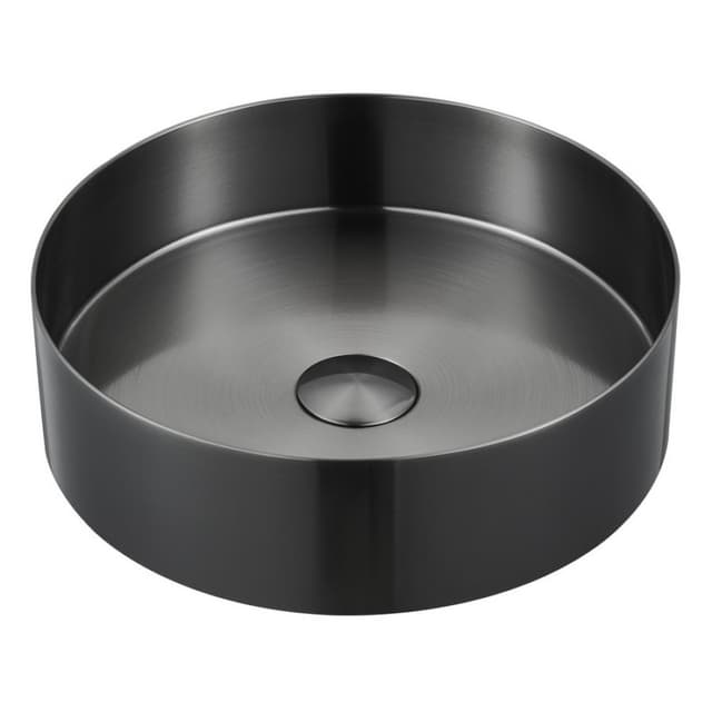 Cinox Stainless Steel Round Vessel Bathroom Sink, 14-1/8" x 14-1/8" x 4-3/8", Gunmetal Gray