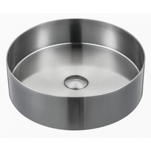 Cinox Stainless Steel Round Vessel Bathroom Sink, 14-1/8" x 14-1/8" x 4-3/8", Stainless Steel