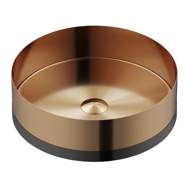 Cinox Stainless Steel Round Vessel Bathroom Sink, 15-3/4" x 15-3/4" x 4-3/4", Brushed Copper/Gunmetal Gray