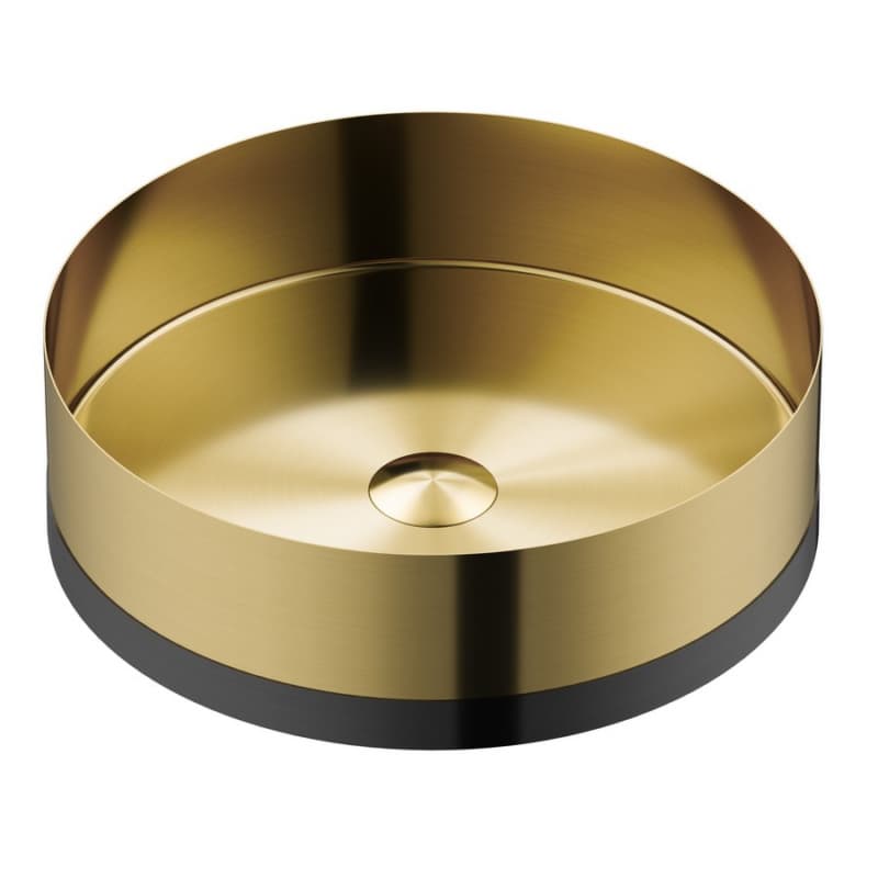 Cinox Stainless Steel Round Vessel Bathroom Sink, 15-3/4" x 15-3/4" x 4-3/4", Gold/Gunmetal Gray
