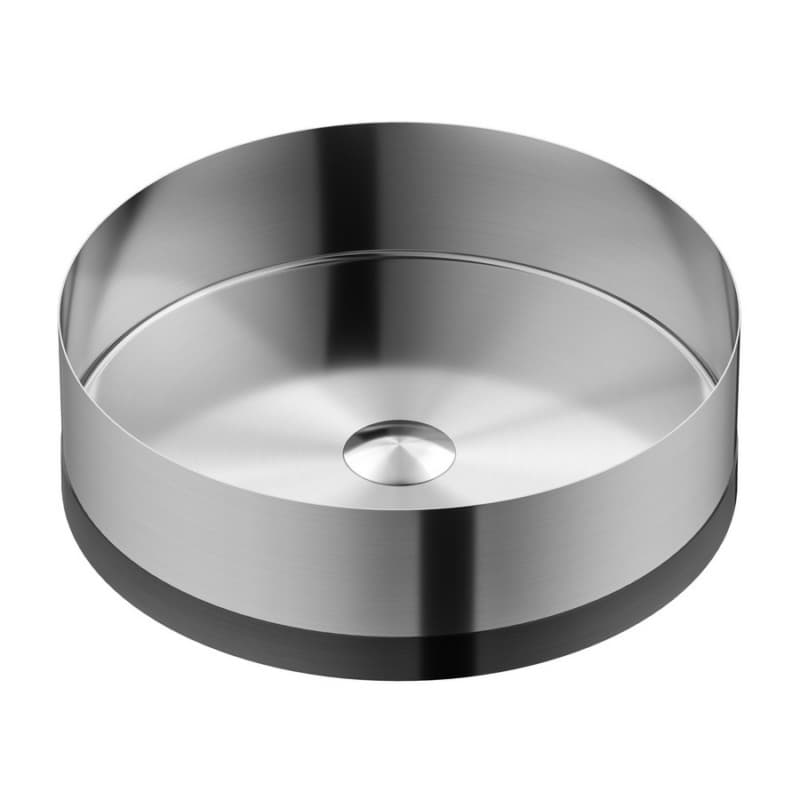 Cinox Stainless Steel Round Vessel Bathroom Sink, 15-3/4" x 15-3/4" x 4-3/4", Stainless Steel/Gunmetal Gray