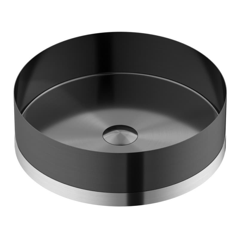 Cinox CCV350 Stainless Steel Round Vessel Bathroom Sink, 15-3/4" x 15-3/4" x 4-3/4", Gunmetal Gray/Stainless Steel