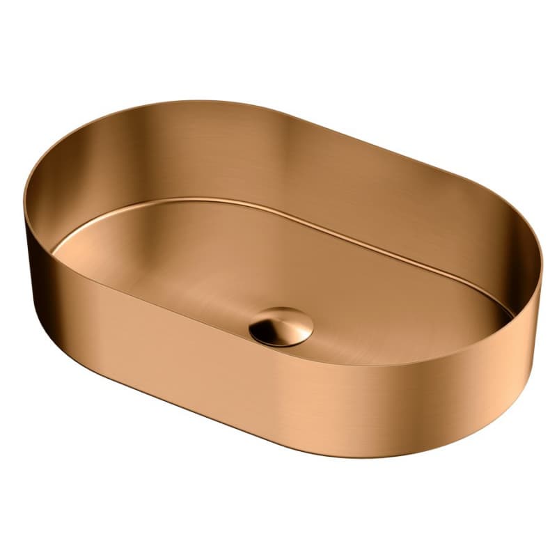 Cinox Stainless Steel Oval Vessel Bathroom Sink, 21-5/8" x 13-3/4" x 4-1/2", Brushed Copper