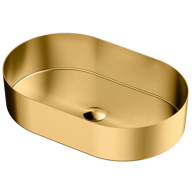 Cinox Stainless Steel Oval Vessel Bathroom Sink, 21-5/8" x 13-3/4" x 4-1/2", Gold